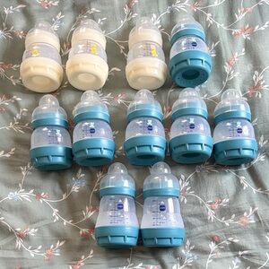 Baby Bottle Set in Blue and Cream